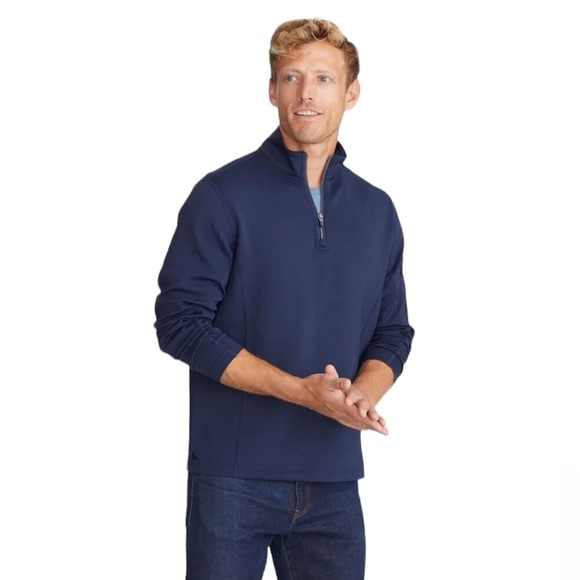 UNTUCKit Ristow Navy Blue Quarter Zip Pullover With Pocket NWT - Picture 1 of 12